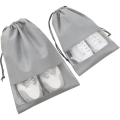 Pack of 12 - Travel Shoes Storage bag with clear window non-woven with PVC Bag. 