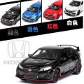 Die Cast Diecast car 1/32 Alloy Car Honda Civic Type R Model Toy Pull Back with Light Sound. 