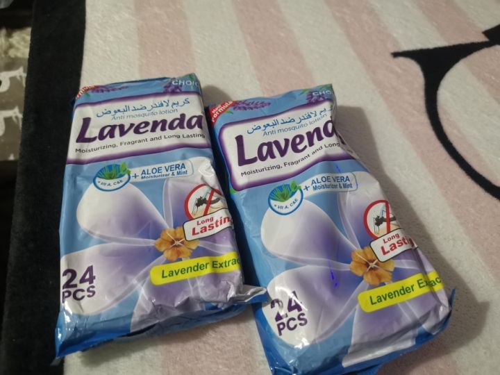 Pack of 24 Lavenda Lotion Anti Mosquito Repellent Silk Lotion Protects Against Dengue , Malaria (10ml Sachet)