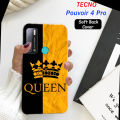 Tecno Pouvoir 4 Pro Back Cover Girls - Queen Style Mobile Back  Pouch - Airbag Case Anti Shockproof Phone Case. 