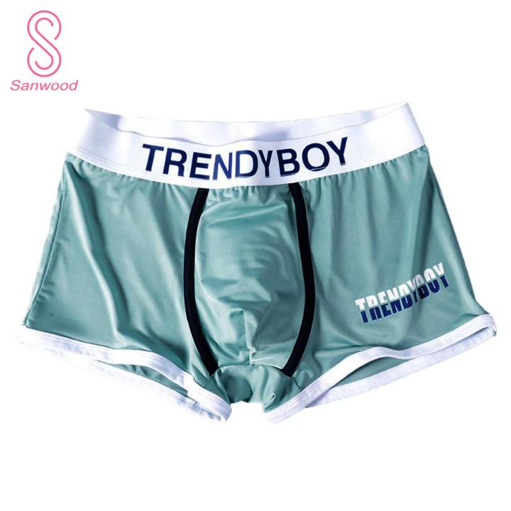 Breathable Men Underwear Men's Soft Ice Silk Cooling Boxer Briefs Breathable Stretchy Underwear with Letter Print Buyers' Favorite Men Boxers