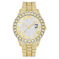 【Can last for 10 years】 TEMU Diamond Hip Hop Steel Strap Watch   Cuban Bracelet with Street Trend Men's Watch. 