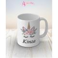 Kinza name unicorn mug. 
