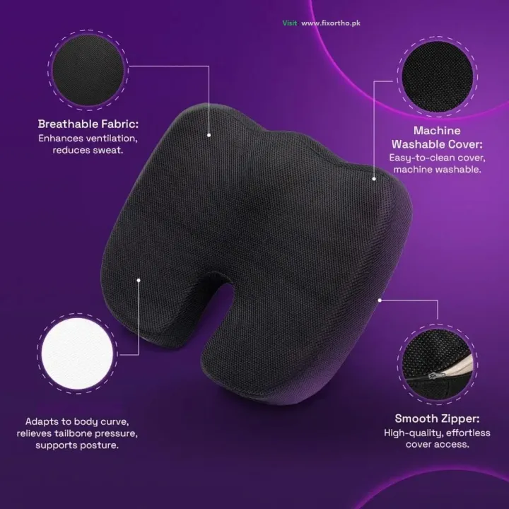 Medical%20Grade%20Ortho%20Coccyx%20Seat%20Cushion%20for%20Tailbone%20Pain-Posture%20Correction%20for%20Car/Home/Office%20Chair%20-%20Image%204