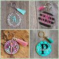 90 Pieces Acrylic Keychain Making Kit Clear Acrylic Keychain Blanks and Colorful Tassel Pendants for DIY Projects. 