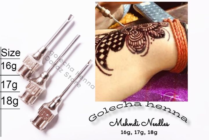 Mehndi%20Injection%20Pen%20Needles%20Pack%20of%203%20Different%20Sizes%20Needles%2016g,%2017g,%2018g%20To%20create%20Stunning%20Mehndi%20Henna%20Art%20Designs%20-%20Image%202