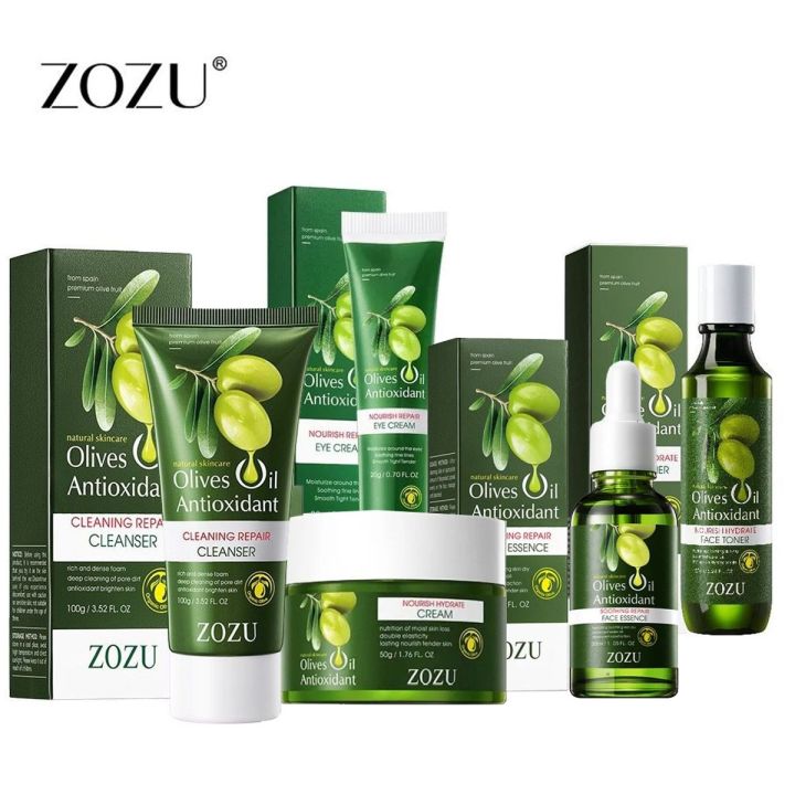 ZOZU PACK of 5 Oilve Oil Antioxidant Nourish Hydrate Skin Repair Glowing Sikn Care Series