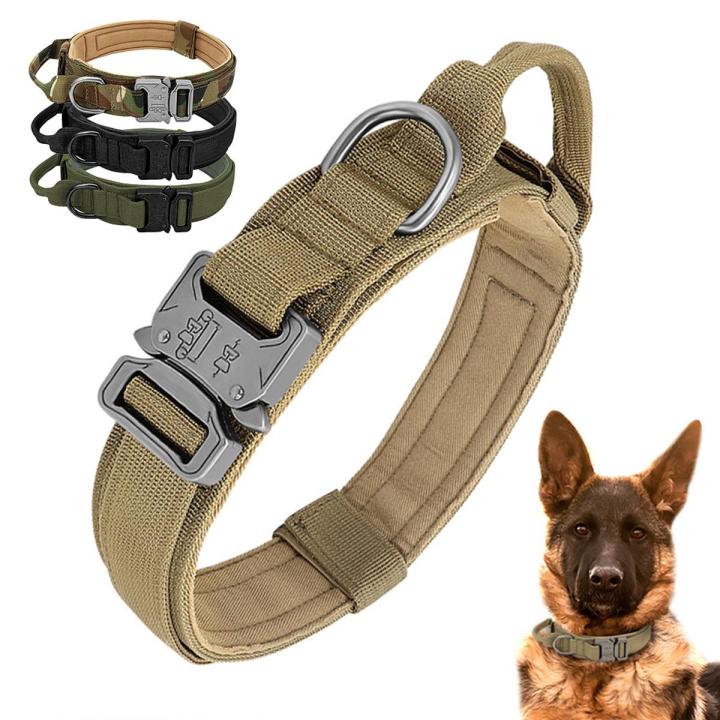 summerflowers Adjustable Military Tactical Dog Collar German Shepard Medium Large Pets Dog Collars Walking Training Dog Collar Control Handle