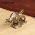 Retro Copper Animal Home Decor Brass Wall Street Bull Sculpture Animal Statue Miniature Figurine Office Desk Home Decoration. 
