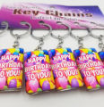 HAPPY BIRTHDAY TO YOU KEYCHAINS PACK OF 6 KEYCHAINS FOR PARTY FAVORS. 