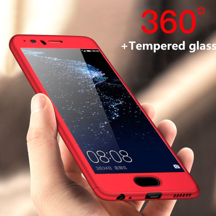 Glass bottom protective cover + tempered te9 pr in the front and rear battery cases of Huawei P9l 360 degrees, suitable for ite mao P10 P10 Plus full hard PC