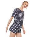 Nasty Gal Black Jersey Gingham Pajama Short Scrunchie 3-Piece Set - Trendy And Comfortable Loungewear Ensemble For Stylish Relaxation. 