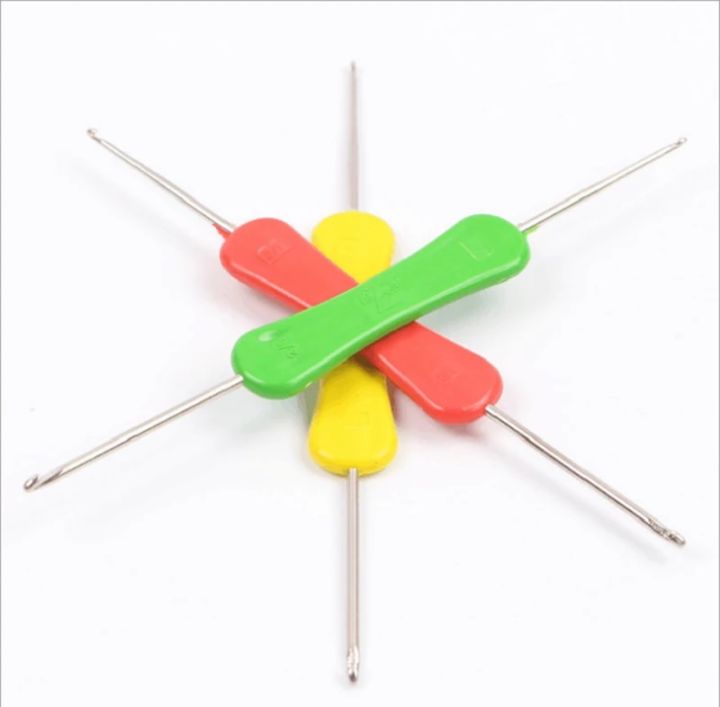 Pack of 2pcs 6 inch Double-Sided Multi Color Knitting Needles Double Heads Crochet Hooks Sewing Embroidery Needles KS