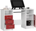 PC Desk with Keyboard Tray, Desk Table, Computer Table, Desk Table, 3 Drawers, 1 Storage Compartment with Door, 2 Open Storage Compartments,. 