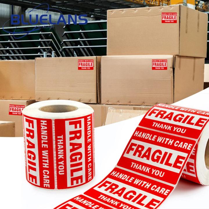Fragile Label Sticker Handle with Care Fragile Stickers 500pcs/roll Red White Shipping Labels Self-adhesive Package Warning Decals Thank Rectangle Labels Fragile Shipping Label