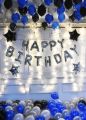 Happy Birthday Blue And Silver Balloons Theam Decoration Kit 34Pcs Set for Husband Kids Boys Balloons Decorations Items Combo with Helium Letters Foil Balloon, Star Balloon, Banner, Latex Metallic Balloons With Fairy Led Lights. 