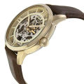 Fossil Skeleton Dial Brown Leather Strap Watch For Men ME3043. 