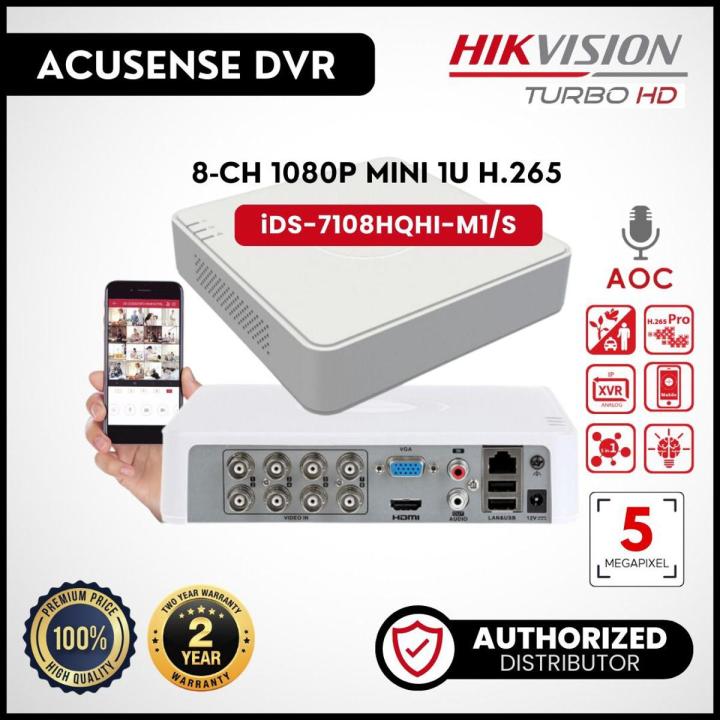 HIKVISION iDS-7108HQHI-M1/S- 8 ch 1080P Mini 1U H.265 AcuSense DVR-Turbo HD Products DVR Value Series-HDTVI/AHD/CVI/CVBS/IP video inputs DVR-Deep learning-based perimeter protection DVR-Up to 12-ch IP camera inputs (up to 6 MP) Supported DVR
