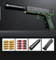 Glock Soft Bullet Toy Gun Shell Ejection Foam Darts Blaster Manual Airsoft Gun With Silencer For Kid Adult. 