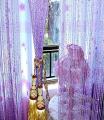 purpel Silk Tassel Window Tube Curtains. 