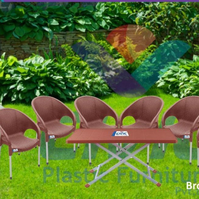 Plastic Chairs 6 and 1 Table  set  ( 6 Chairs+1 Table )