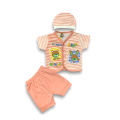 1 Pack of 3 Pcs Soft Cotton New Born Baby Suit Set - Multicolor. 