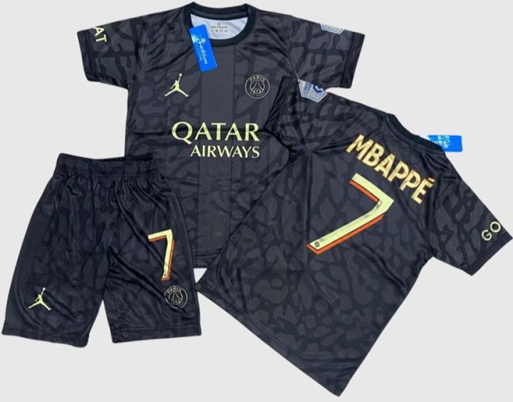 Mbappe PSG Football Kit for Kids Size 7-16 Years Old Boys And Girls Soccer Uniform Home Jersey Away Jersey Shorts And Socks