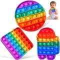 New Reusable Amazing sound Baby Poppet Fidget Sensory Toy Push Squeeze Poppet baby bubble fidget popit Stress Reliase Silicon toy Children Training Board Game Toys Rainbow Unicorn Toys for Kids. 