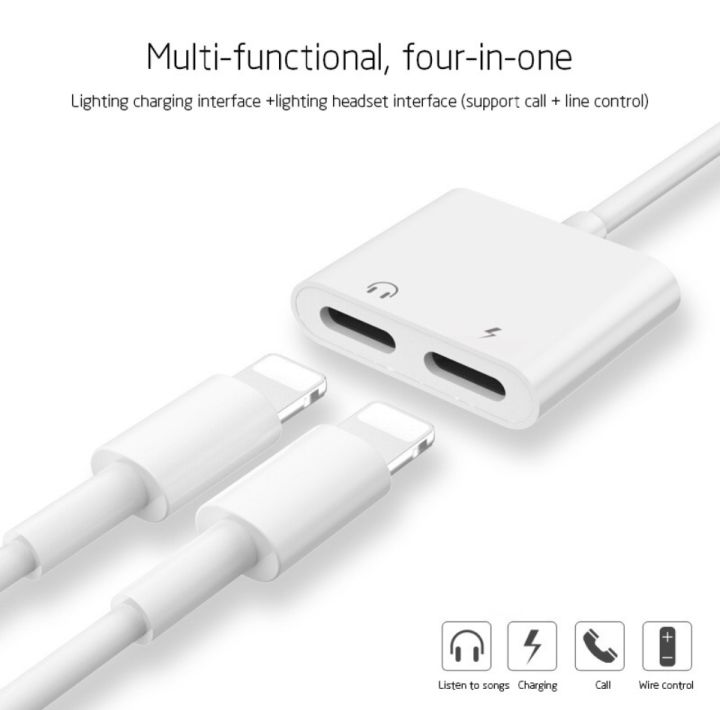 Apple iPhone Dual Lightning Clear Audio PUBG iPhone Jack Convertor Charger Adopter, Handsfree, 4 in 1 Lightning 35mm Headphone Adapter Cable For iPhone 6 6s 6 plus 6s plus 7 7 plus 8 8 plus x xr xs xs max 11 11 pro max 12 mini 12 12 pro max 13 13 pro max
