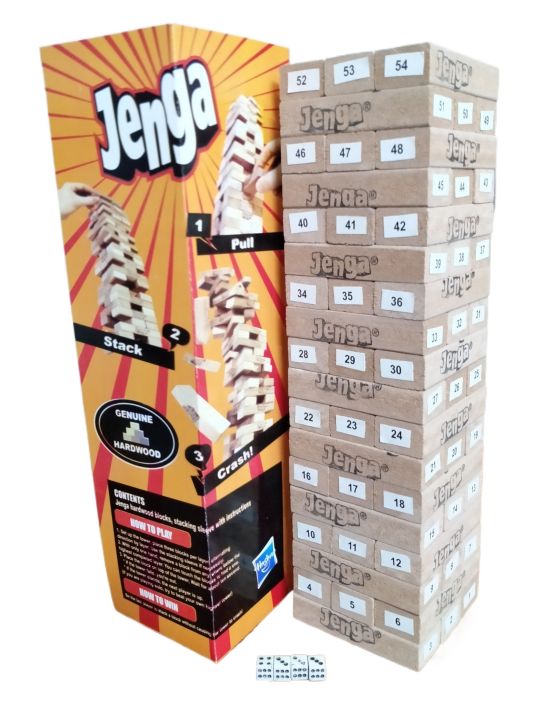 54pcs Jenga Game - Wooden Blocks/ Stacking Tumbling Tower Game for Kids (Age: 6 and Up)