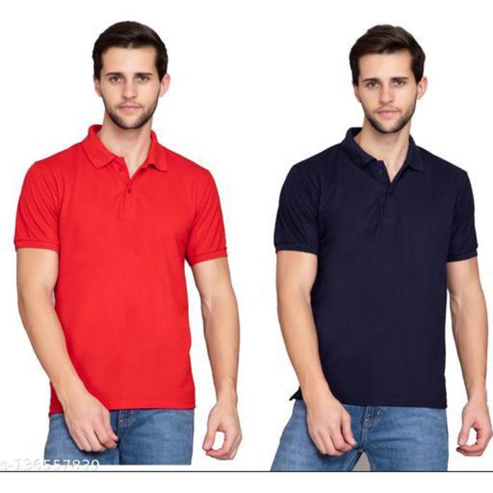 Red Blue Color Pack of 2 Men s Polo T Shirt with Collar Slim Fit Cotton Polo T shirt for Men Combo Daraz.pk