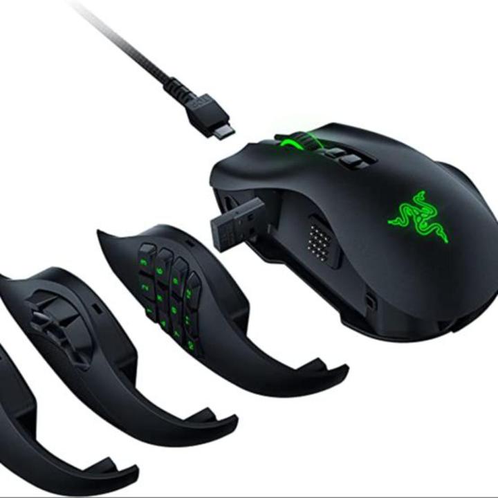 Razer Naga Pro Wireless Gaming Mouse: Interchangeable Side Plate w/ 2, 6, 12 Button Configurations - Focus+ 20K DPI Optical Sensor - Fastest Gaming Mouse Switch - Chroma RGB Lighting