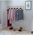 High-quality clothing store display rack golden floor-type iron women's clothing store hanger shoe bag display stand. 