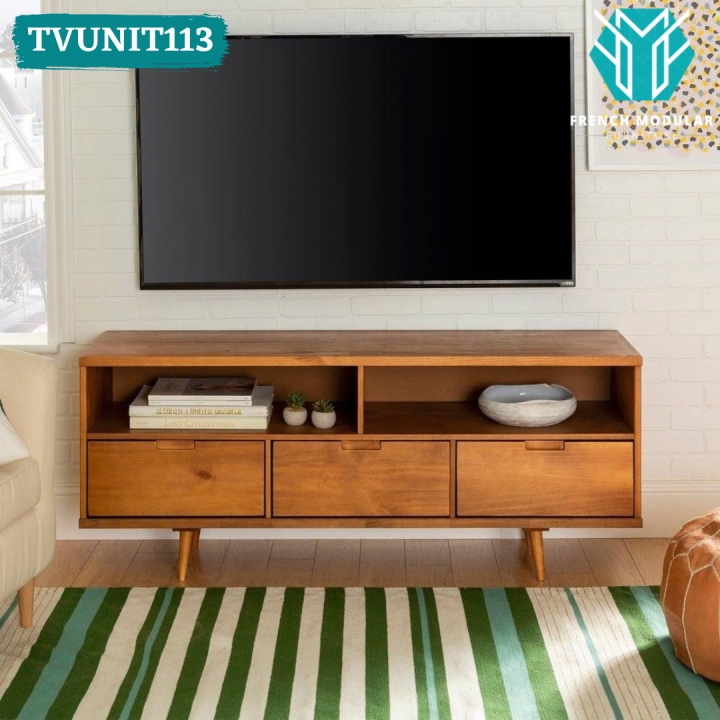 TVUNIT113%20-%20Oak%20Wood%20Antique%20TV%20Console%20Brown%20Polish%20Finish%20Entertainment%20Unit%20Caramel%20&%20Walnut%20Modern%20Living%20Room%20TV%20Bedroom%20Furniture%20Desk%20-%20Image%202