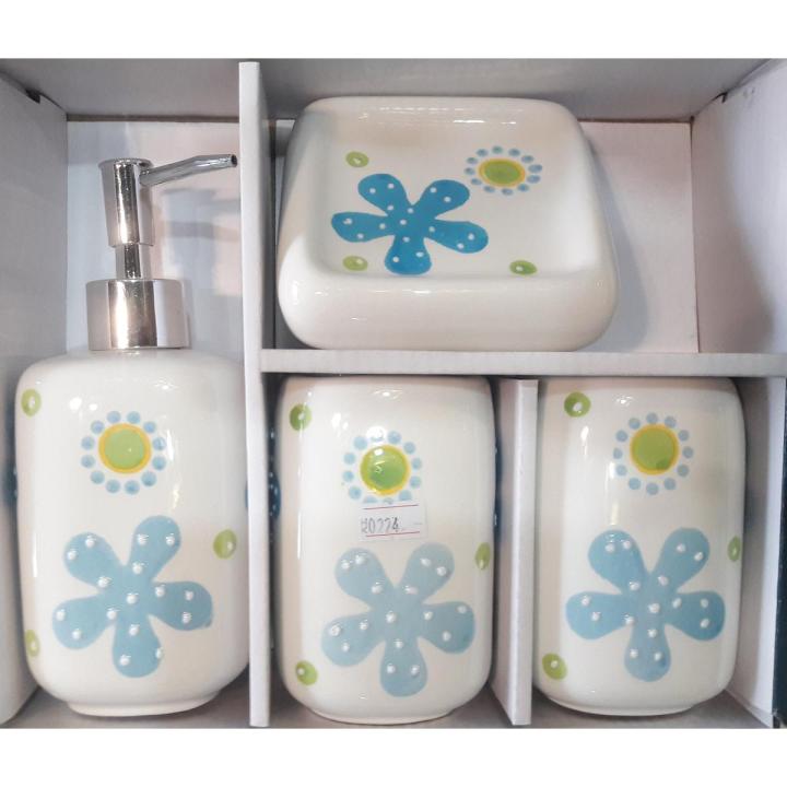 4-Pcs Ceramic Bathroom Accessory Set, Elegant Design, Durable Product, Complete Bathroom Ensemble Sets for Bath Decor