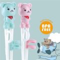 【Topnotch Store】Pair Pink/Blue Bear Learning Training Chopstick Kid Children Chinese Chopsticks Kids Learner Gifts Eating Tool. 