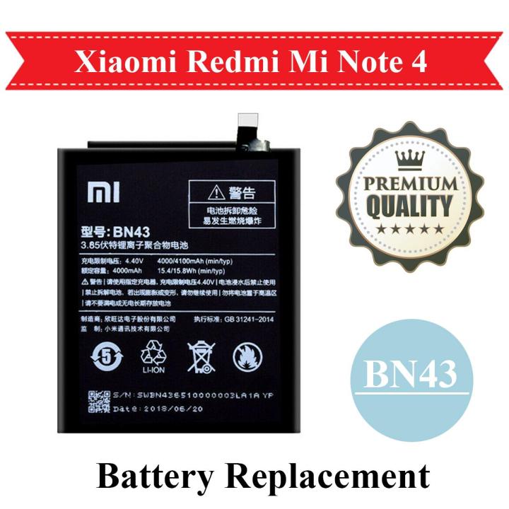Xiaomi Redmi Note 4 BN43 Battery Replacement BN 43 For Mi Note 4 4100mAh - Black
