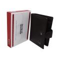 Black Leather Button Wallet For Men - 36852. 