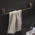 Nordic Wooden Brass Towel Rack Black Walnut Wall-mounted Storage Holder Bathroom Shelf Hooks Home Organizer Restaurant Decor. 
