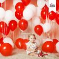 25 Red & White Latex Balloons Pack For Birthday - Anniversary and Wedding Decoration. 