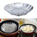 Folding Dish Steam Stainless Steel Food Steamer Basket Mesh Vegetable Cooker Steamer Expandable Pannen Kitchen Tool. 