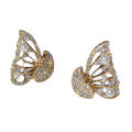 Fashion Earrings Trendy Yellow Rhinestone Butterfly Earrings. 