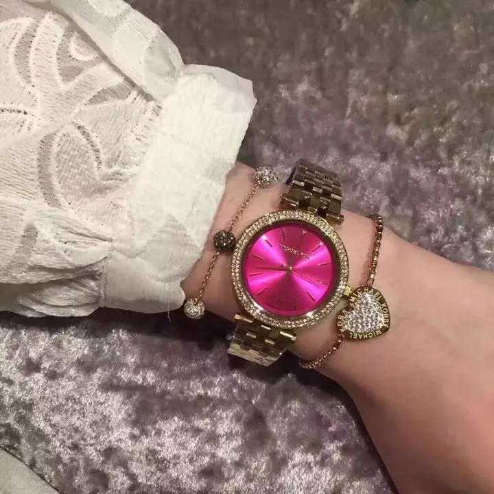 マイケルコース MK3444 Michael Kors DARCI 時計 ピンク マイケルコース 時計 ミニダーシー MK3444 ピンクダイアル×ゴールド
