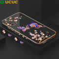 UCUC for Samsung Galaxy A03S Back Cover + Free Lanyard Butterflies Fly Luxury 6D Plating Case Side Pattern Soft Silicone Square Mobile Phone Cases. 