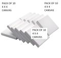 Pack of 10 mini Canvas broad size 4 x 4 best for Acrylic & Oil Paints primed canvas. 