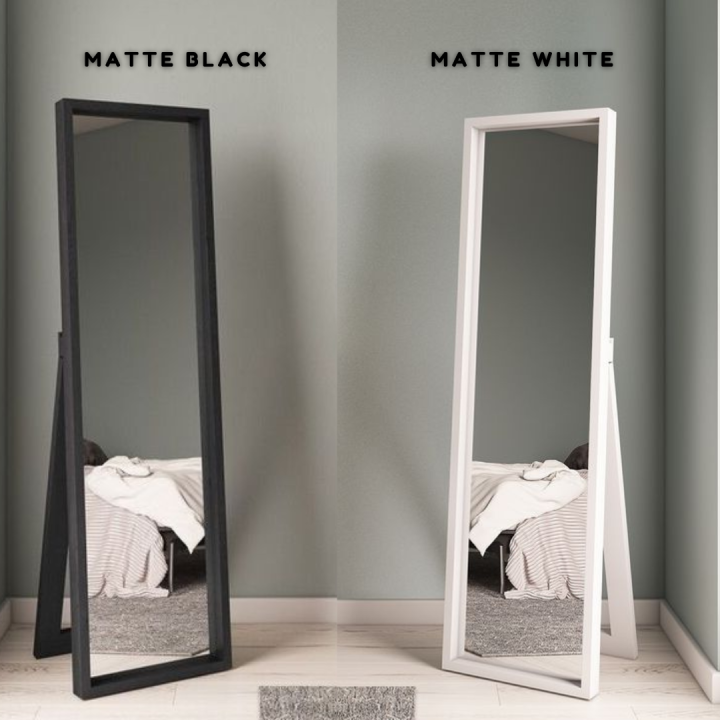 Matte Finish Full Length Mirror with Wooden Frame 62x18 Inches for Home Decor