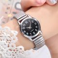 Arabic Numerals Lovers Watches Stainless Steel Elastic Band Men Women Wrist Watch Couple Clock. 