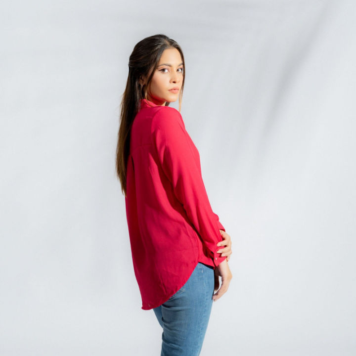 Women's%20Button%20Down%20Shirt%20Hot%20Pink%20-%20Image%202