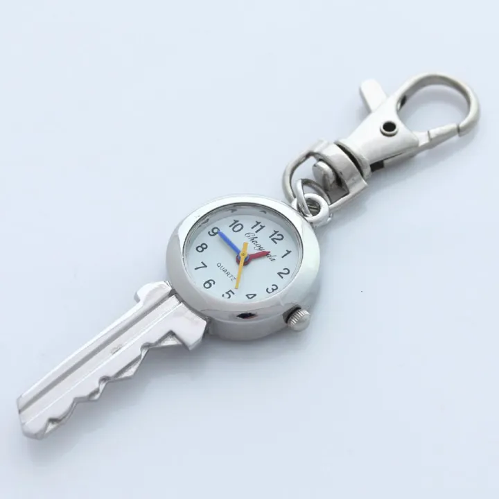 Cute Lovely Fashion Brand New Fashion Crystal KEY Style Pocket Pendant Key Ring Chain Quartz Dress Watch with Gift Bag GL59K