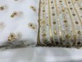 Pure Silk Shifoon Kameez Dupatta with golden sequins and thread embroidery. 